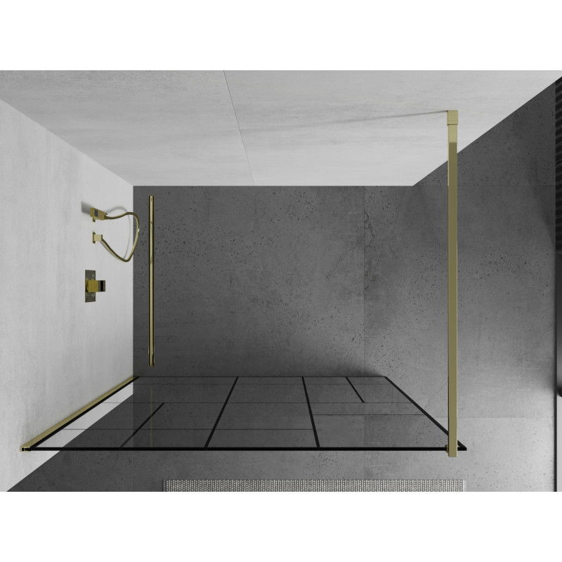 Mexen Kioto Shower Screen Walk-in 70 x 200 cm, Black Pattern 8 mm, Gold - 800-070-101-50-78