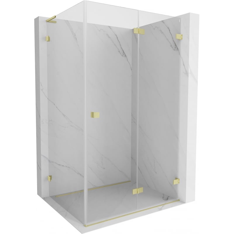 Mexen Lunar-F L foldable shower cabin right 100 x 90 cm, transparent, brushed gold - 836L-100-090-55-00-P