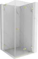 Mexen Lunar-F L foldable shower cabin right 100 x 100 cm, transparent, brushed gold - 836L-100-100-55-00-P