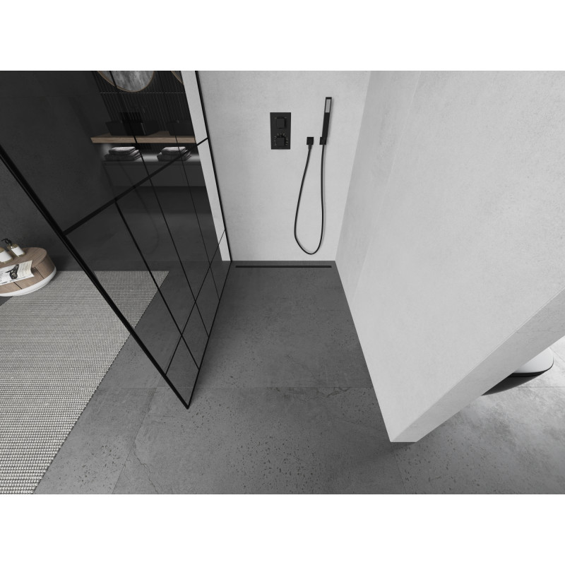 Mexen Kioto Walk-in shower wall 110 x 200 cm, black pattern 8 mm, black - 800-110-101-70-78