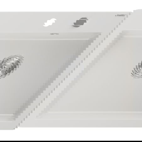 Mexen Elix granite kitchen sink, 1-bowl, 600 x 500 mm, white, chrome siphon - 6525601005-20
