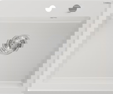 Mexen Elix granite sink 1-bowl 600 x 500 mm, white, chrome siphon - 6525601005-20