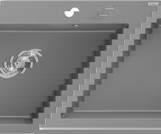 Mexen Elix granite sink 1-bowl 600 x 500 mm, grey, chrome siphon - 6525601005-71