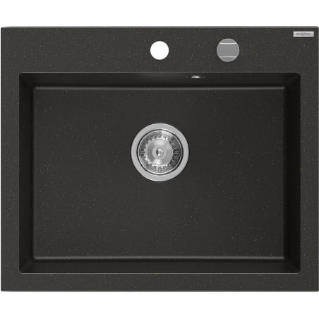 Mexen Elix granite sink 1-bowl 600 x 500 mm, black/gold metallic, chrome siphon - 6525601005-75