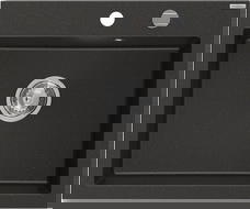 Mexen Elix granite sink 1-bowl 600 x 500 mm, black/gold metallic, chrome siphon - 6525601005-75