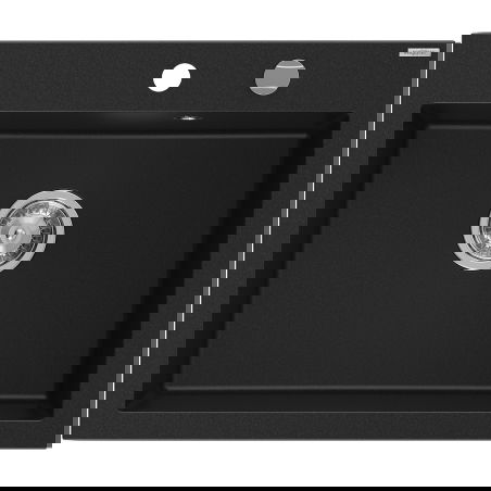 Mexen Elix granite sink 1-bowl 600 x 500 mm, black, chrome siphon - 6525601005-77
