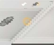 Mexen Elix 1-bowl granite sink 600 x 500 mm, white, gold siphon - 6525601005-20-G