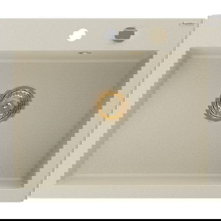 Mexen Elix granite sink 1-bowl 600 x 500 mm, beige, gold siphon - 6525601005-69-G