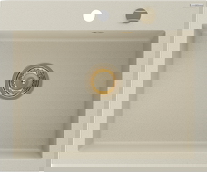 Mexen Elix granite sink 1-bowl 600 x 500 mm, beige, gold siphon - 6525601005-69-G