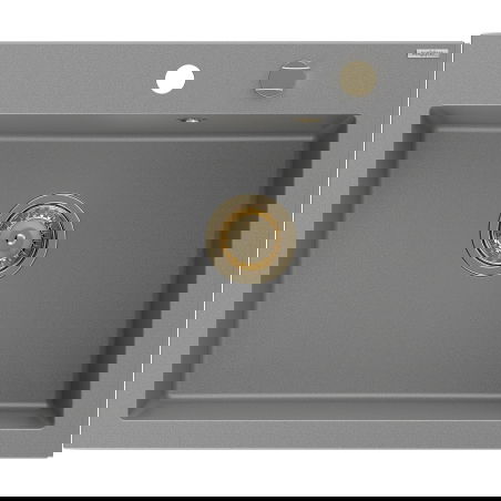 Mexen Elix granite sink 1-bowl 600 x 500 mm, grey, gold siphon - 6525601005-71-G