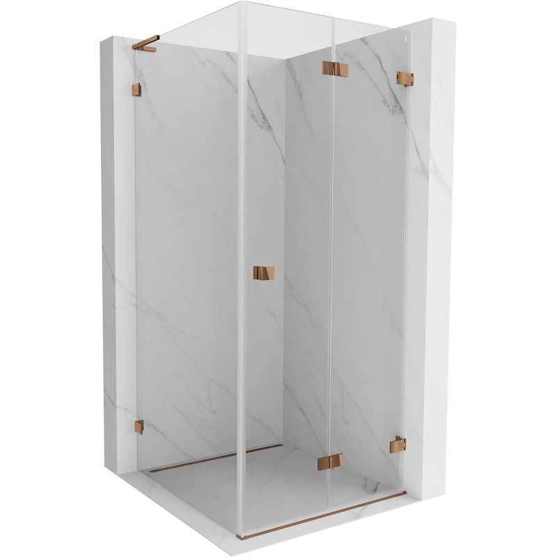 Mexen Lunar-F L folding shower cabin right 80 x 80 cm, transparent, pink gold - 836L-080-080-60-00-P