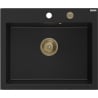 Mexen Elix Granite Sink 1-Bowl 600 x 500 mm, Black, Golden Siphon - 6525601005-77-G