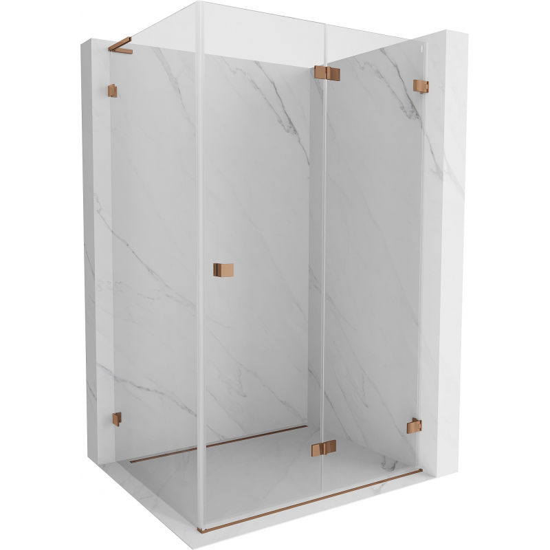Mexen Lunar-F L folding shower cabin right 100 x 90 cm, transparent, rose gold - 836L-100-090-60-00-P