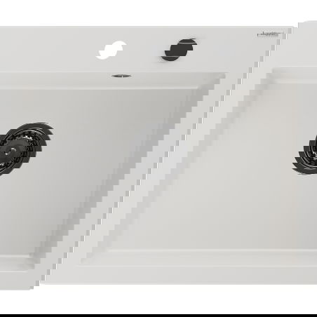 Mexen Elix 1-Bowl Granite Sink 600 x 500 mm, White, Black Siphon - 6525601005-20-B