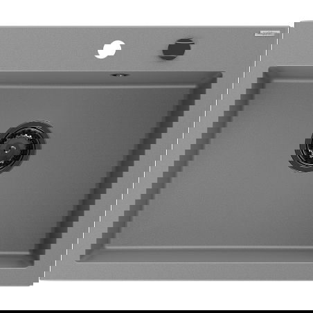 Mexen Elix granite sink 1-bowl 600 x 500 mm, grey, black siphon - 6525601005-71-B