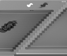 Mexen Elix granite sink 1-bowl 600 x 500 mm, grey, black siphon - 6525601005-71-B