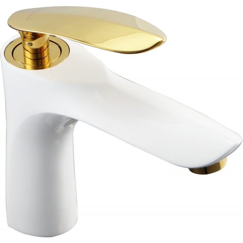 Mexen Lily washbasin tap, white/gold - 73600-25