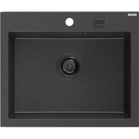 Mexen Elix granite sink single-bowl 600 x 500 mm, black speckled, black siphon - 6525601005-76-B