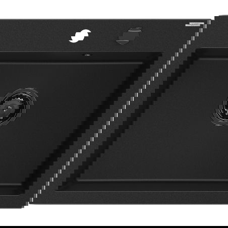 Mexen Elix granite sink single-bowl 600 x 500 mm, black, black siphon - 6525601005-77-B