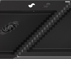 Mexen Elix granite sink single-bowl 600 x 500 mm, black, black siphon - 6525601005-77-B