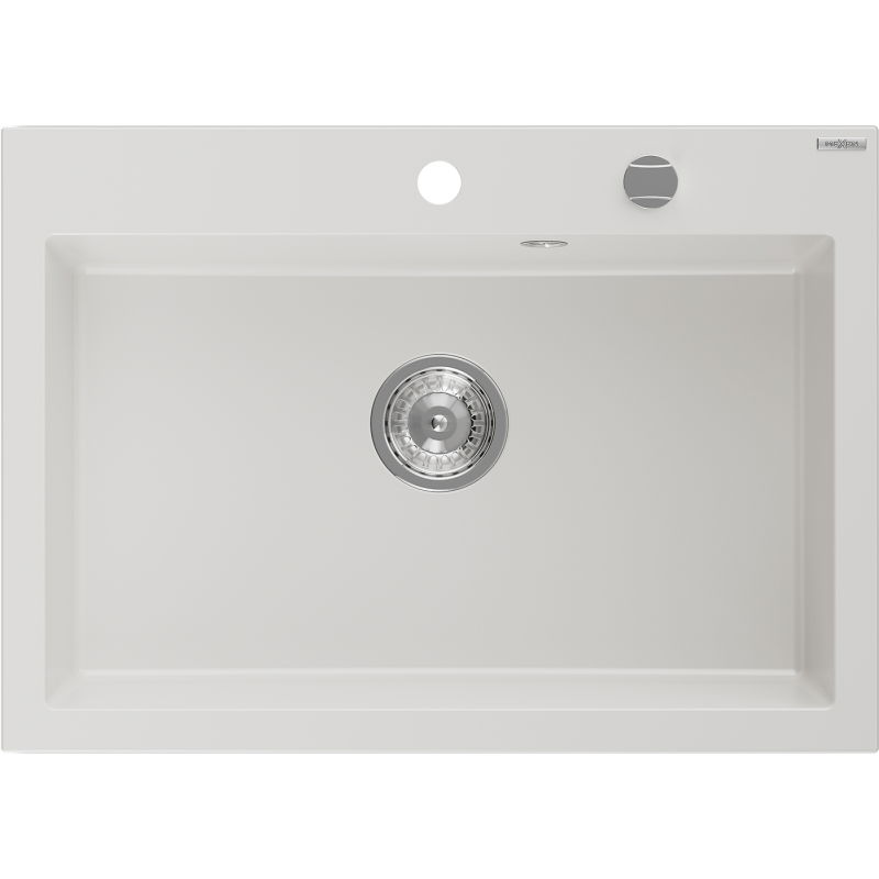 Mexen Elix granite sink 1-bowl 700 x 500 mm, white, chrome siphon - 6526701005-20