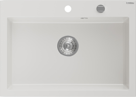 Mexen Elix 1-Bowl Granite Sink 700 x 500 mm, White, Chrome Siphon - 6526701005-20