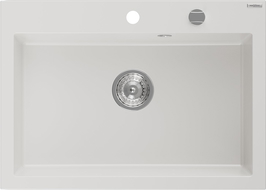 Mexen Elix granite sink 1-bowl 700 x 500 mm, white, chrome siphon - 6526701005-20