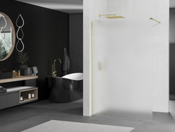 Mexen Kioto Walk-in Shower Wall 130 x 200 cm, Frosted 8 mm, Gold - 800-130-101-50-30