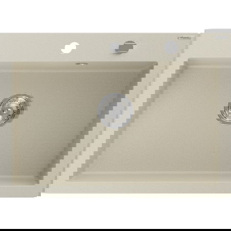 Mexen Elix single-bowl granite sink 700 x 500 mm, beige, chrome siphon - 6526701005-69