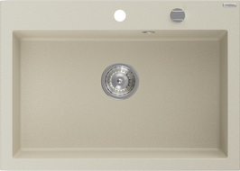 Mexen Elix single-bowl granite sink 700 x 500 mm, beige, chrome siphon - 6526701005-69
