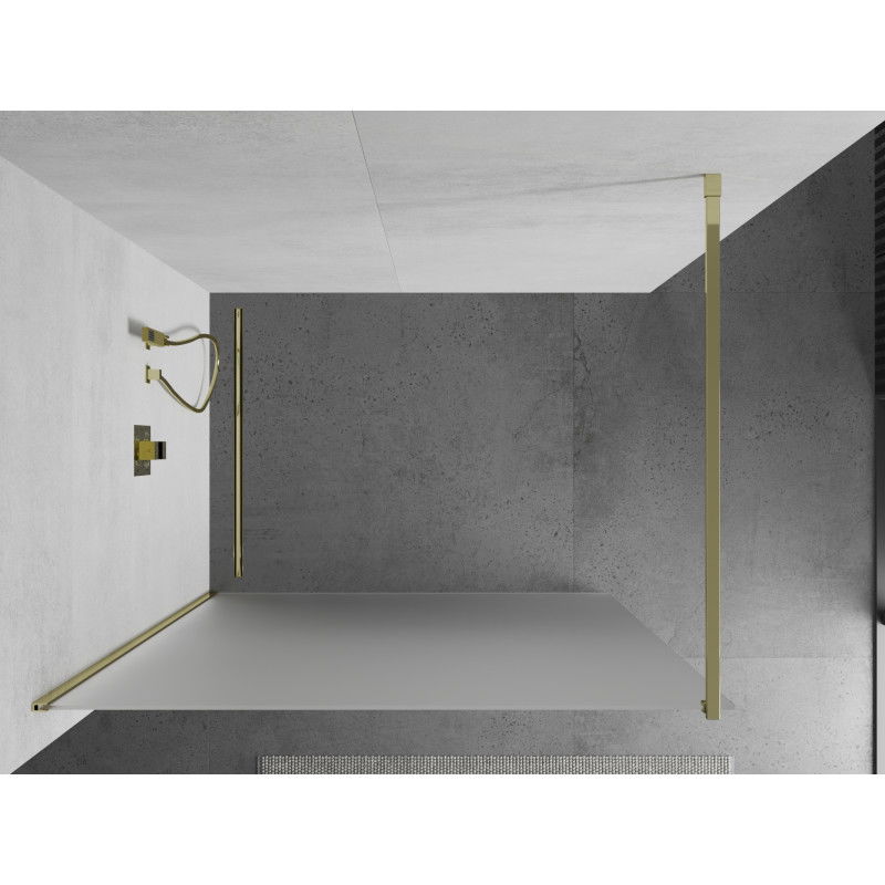Mexen Kioto Walk-in Shower Wall 140 x 200 cm, Frosted 8 mm, Gold - 800-140-101-50-30