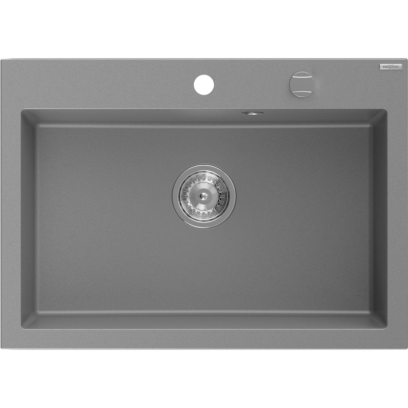 Mexen Elix granite sink single-bowl 700 x 500 mm, grey, chrome siphon - 6526701005-71