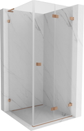 Mexen Lunar-F L folding shower enclosure right 80 x 80 cm, transparent, brushed copper - 836L-080-080-65-00-P