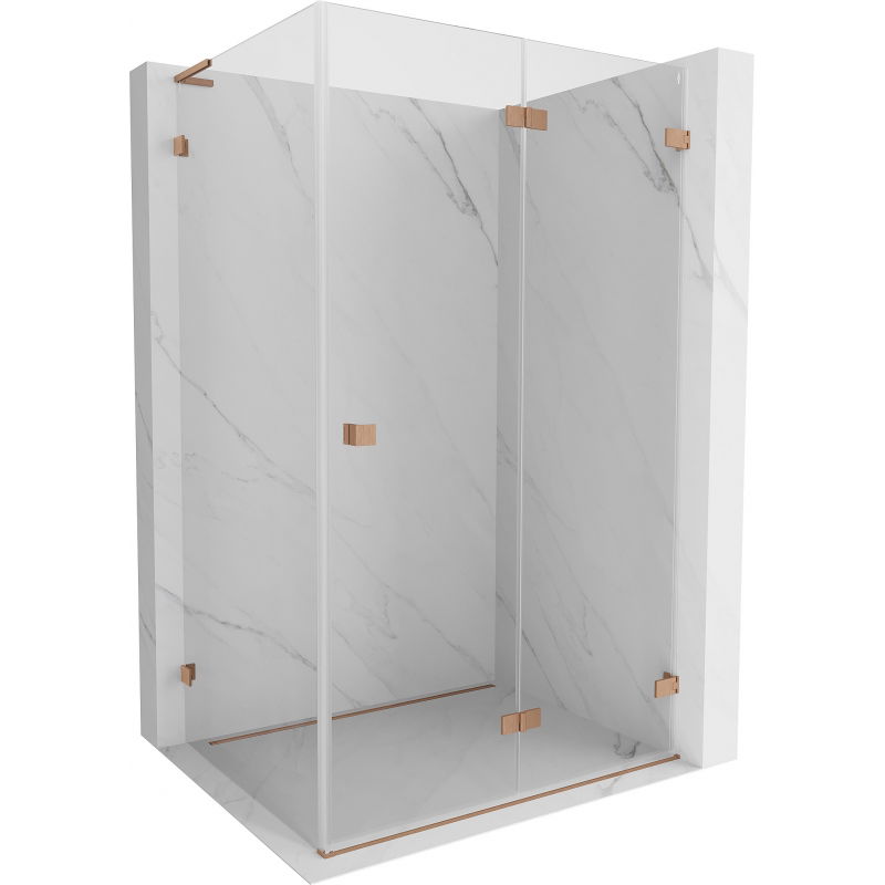 Mexen Lunar-F L folding shower enclosure right 85 x 80 cm, transparent, brushed copper - 836L-085-080-65-00-P