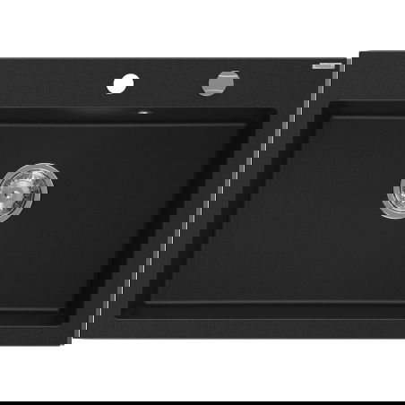 Mexen Elix granite sink 1-bowl 700 x 500 mm, black, chrome siphon - 6526701005-77