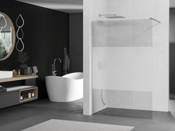 Mexen Kioto walk-in shower wall 130 x 200 cm, transparent/frosted 8 mm, chrome - 800-130-101-01-35