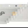 Mexen Elix 1-bowl granite sink 700 x 500 mm, white, gold siphon - 6526701005-20-G