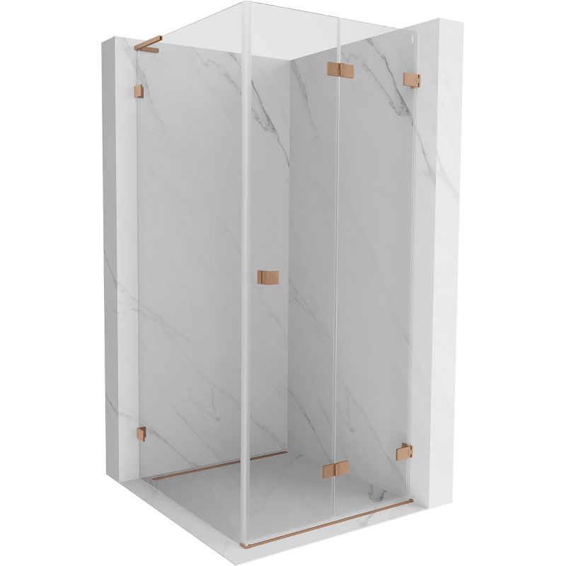 Mexen Lunar-F L foldable right shower cabin 90 x 90 cm, transparent, brushed copper - 836L-090-090-65-00-P