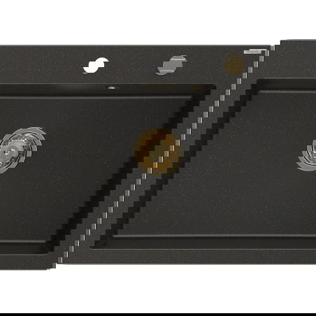 Mexen Elix granite sink 1-bowl 700 x 500 mm, black/gold metallic, gold siphon - 6526701005-75-G