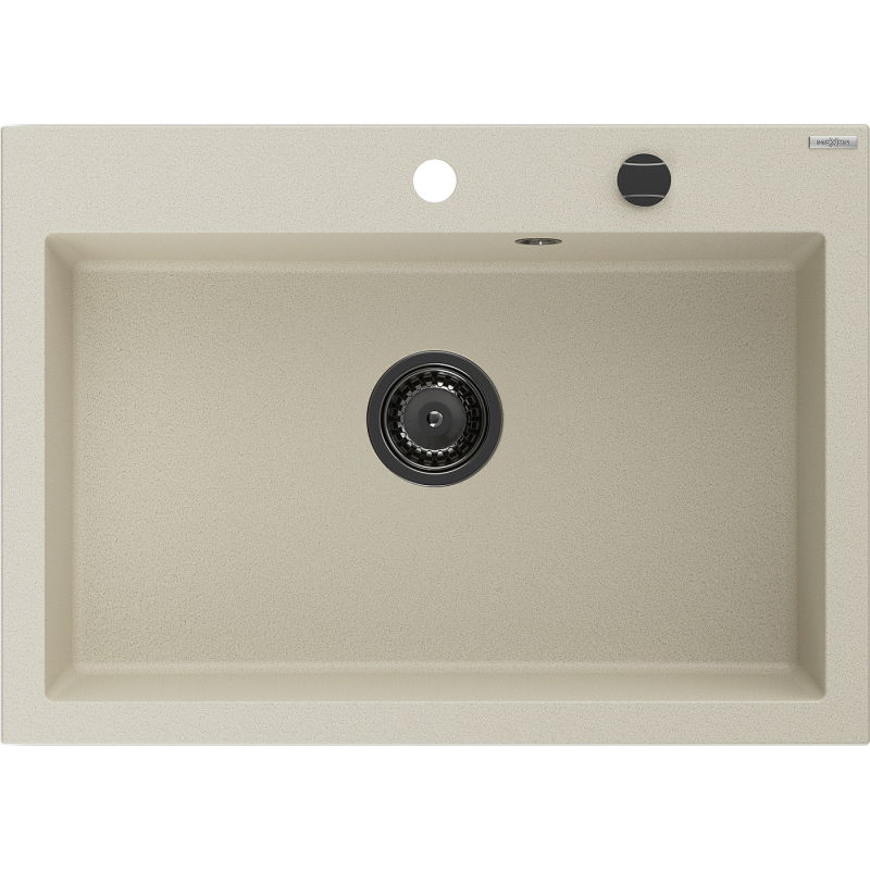 Mexen Elix granite sink 1-bowl 700 x 500 mm, beige, black siphon - 6526701005-69-B