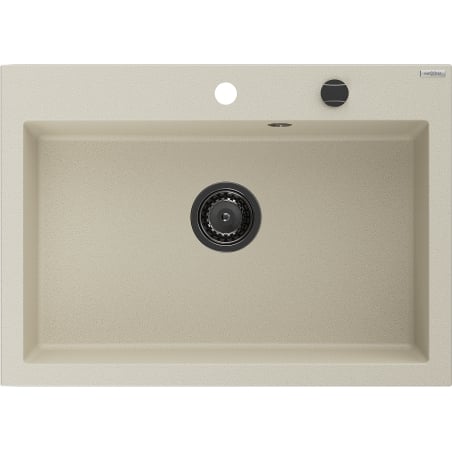 Mexen Elix granite kitchen sink single-bowl 700 x 500 mm, beige, black siphon - 6526701005-69-B