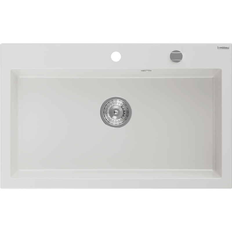 Mexen Elix granite sink 1-bowl 800 x 500 mm, white, chrome siphon - 6527801005-20