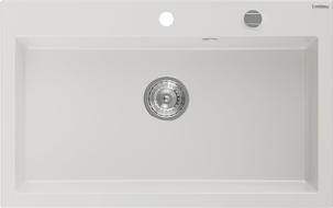 Mexen Elix granite sink 1-bowl 800 x 500 mm, white, chrome siphon - 6527801005-20