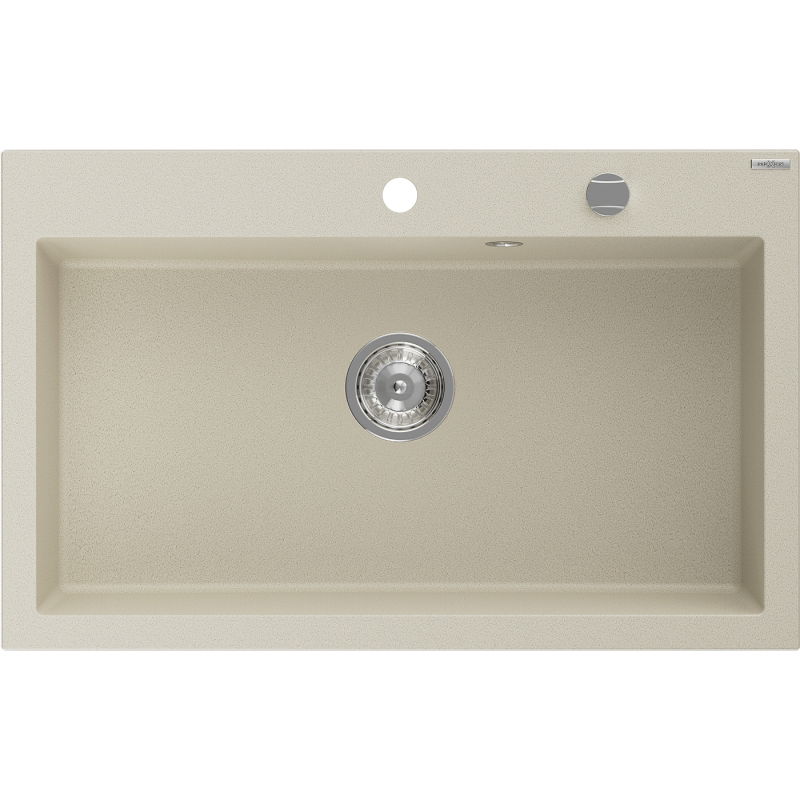 Mexen Elix 1-bowl granite sink 800 x 500 mm, beige, chrome siphon - 6527801005-69