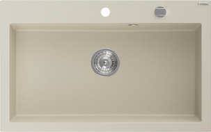 Mexen Elix 1-bowl granite sink 800 x 500 mm, beige, chrome siphon - 6527801005-69