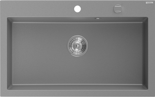 Mexen Elix granite sink 1-bowl 800 x 500 mm, grey, chrome siphon - 6527801005-71