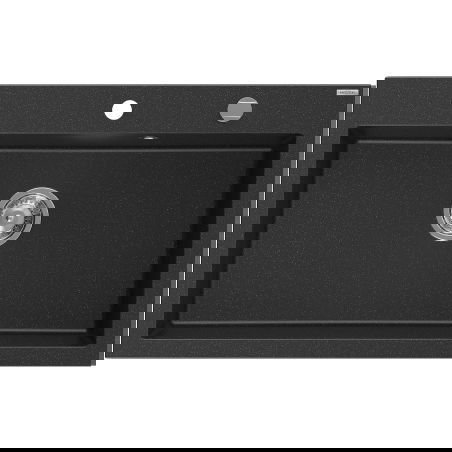 Mexen Elix granite kitchen sink 1-bowl 800 x 500 mm, black/silver metallic, chrome siphon - 6527801005-73