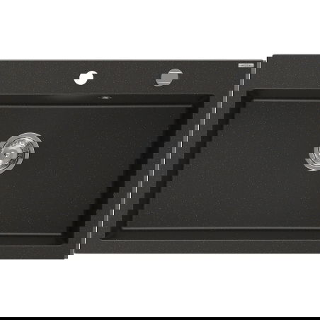 Mexen Elix granite kitchen sink 1-bowl 800 x 500 mm, black/gold metallic, chrome siphon - 6527801005-75