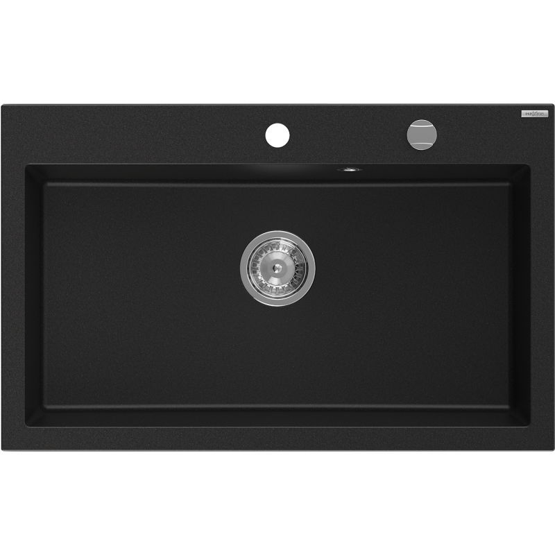 Mexen Elix granite sink 1-bowl 800 x 500 mm, black, chrome siphon - 6527801005-77