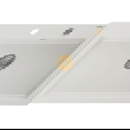 Mexen Elix granite kitchen sink 1-bowl 800 x 500 mm, white, gold siphon - 6527801005-20-G